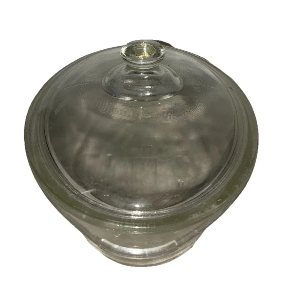 Vintage Glasbake Oval Casserole Clear Glass‎ Lid 1 qt J235 *flaw